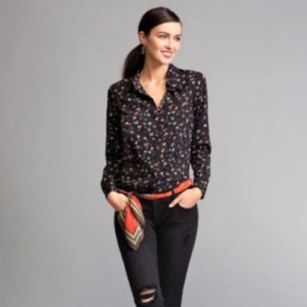 Cabi Confetti Ferris Print Button Up Long Sleeve … - image 1